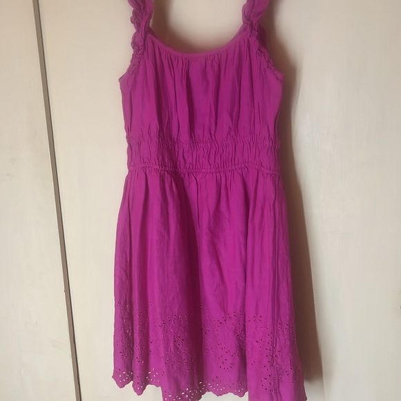 Old Navy Fuchsia flutter strap gathered waist mini dress size large / tall - Picture 6 of 7